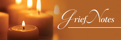 Grief Notes Display sample sign with candle background