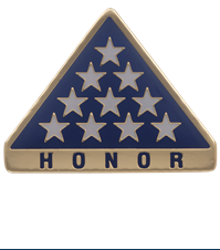 Honor tri-corner flag pin. Four pins come with each Honor Card Sheet.